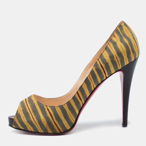 Tri-Color Printed Canvas Very Prive Peep-Toe Pumps Size 41 - Christian Louboutin - Modalova