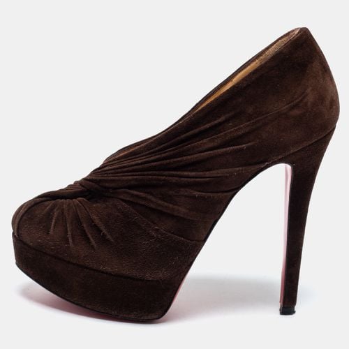 Pleated Suede Platform Ankle Booties Size 35.5 - Christian Louboutin - Modalova