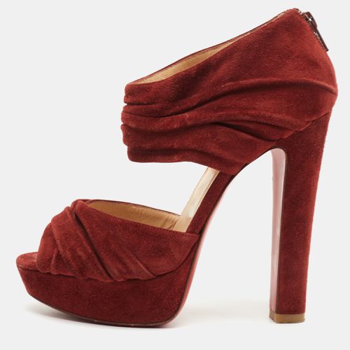 Rust Suede Pleated Bandra Zip Platform Sandals Size 37 - Christian Louboutin - Modalova