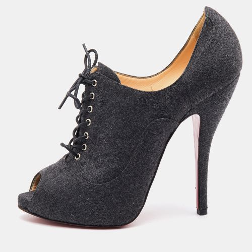 Felt Fabric Flannel Lady Peep Toe Lace Up Oxford Booties Size 38 - Christian Louboutin - Modalova