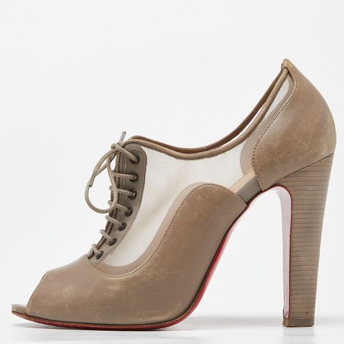 Mesh and Leather Flannel Lady Peep Toe Lace Up Oxford Booties Size 38.5 - Christian Louboutin - Modalova