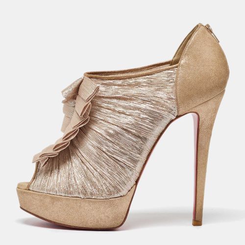 Beige Lurex Fabric and Suede Canon Booties Size 37 - Christian Louboutin - Modalova