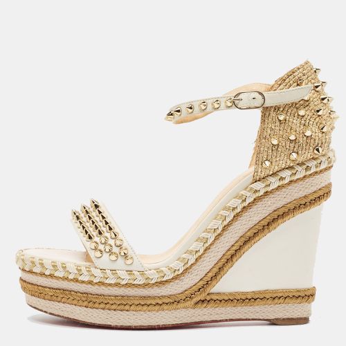 Leather and Raffia Wedge Ankle Strap Sandals Size 40 - Christian Louboutin - Modalova