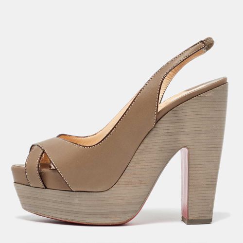 Taupe Leather Very Croise Slingback Platform Sandals Size 36.5 - Christian Louboutin - Modalova