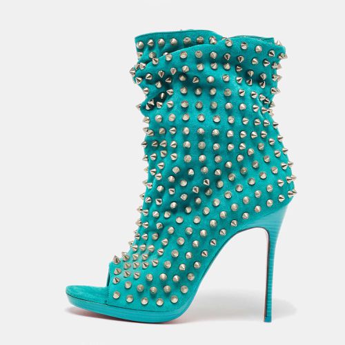 Aqua Suede Guerilla Spiked Ankle Length Boots Size 36 - Christian Louboutin - Modalova