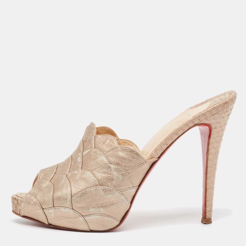 Leather Snakeskin and Leather Ananas Slide Sandals Size 38.5 - Christian Louboutin - Modalova