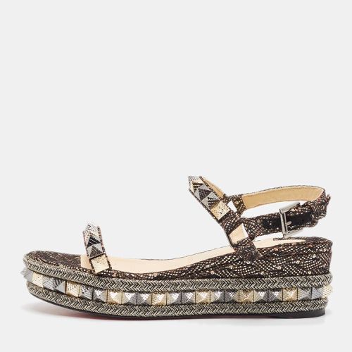 Gold Glitter Fabric Pyraclou Platform Sandals Size 38 - Christian Louboutin - Modalova