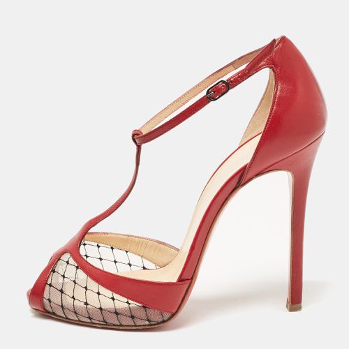 Leather and Mesh Peep Toe Sandals Size 38 - Christian Louboutin - Modalova