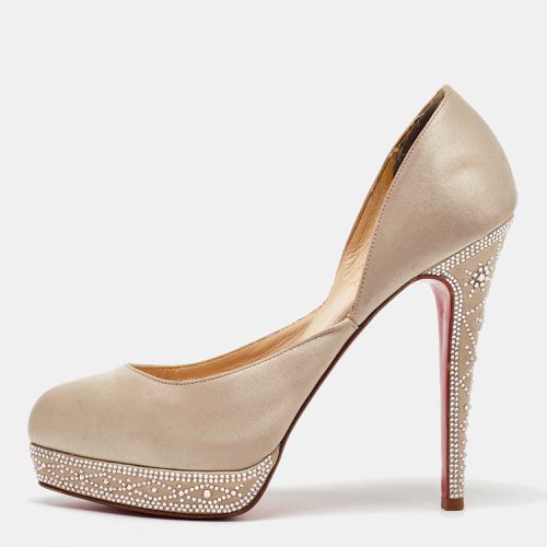 Satin Crystal Embellished Platform Pumps Size 37 - Christian Louboutin - Modalova