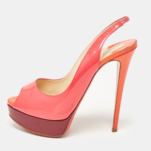 Patent Leather Lady Peep Toe Slingback Platform Pumps Size 38.5 - Christian Louboutin - Modalova