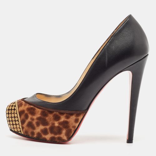 Brown Leopard Print Calf Hair and Leather Maggie Platform Pumps Size 37 - Christian Louboutin - Modalova