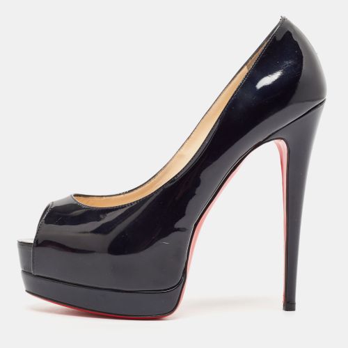 Patent Leather Palais Royal Peep Toe Platform Pumps Size 38 - Christian Louboutin - Modalova