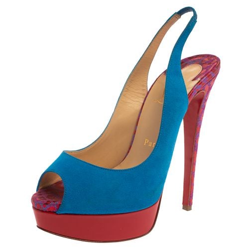 Red Suede And Fabric Lady Peep Sling Pumps Size 37 - Christian Louboutin - Modalova