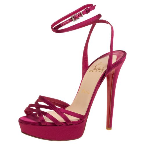 Satin Platform Ankle Wrap Sandals Size 38 - Christian Louboutin - Modalova