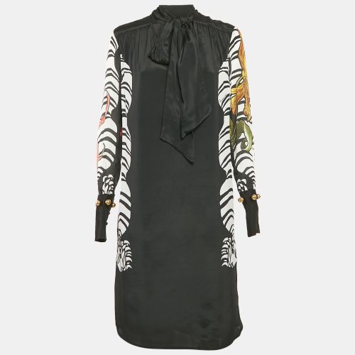 Printed Tie-Up Neck Midi Dress M - Class by Roberto Cavalli - Modalova