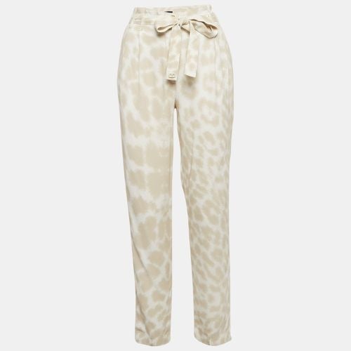 White Printed Crepe Belted Pants S - Class by Roberto Cavalli - Modalova