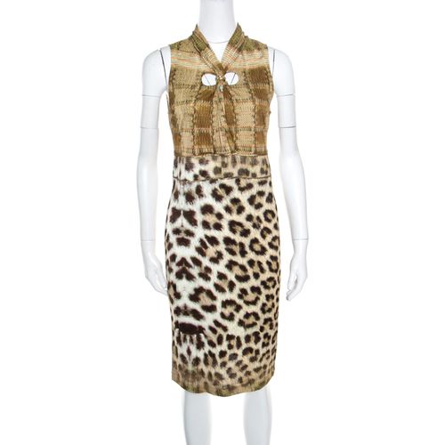 Animal Printed Snake Buckle Detail Cutout Back Dress M - Class by Roberto Cavalli - Modalova