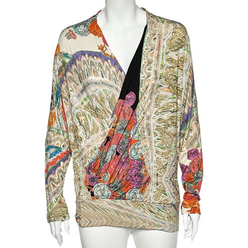 Class Cavalli Printed Knit Draped Top L - Class by Roberto Cavalli - Modalova