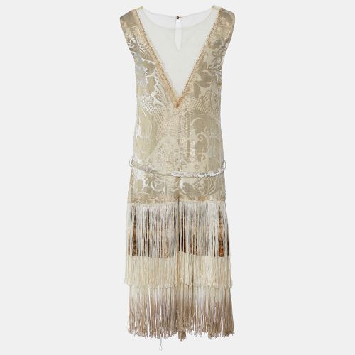 Devore Fringe Detail Belted Sleeveless Dress L - Class by Roberto Cavalli - Modalova