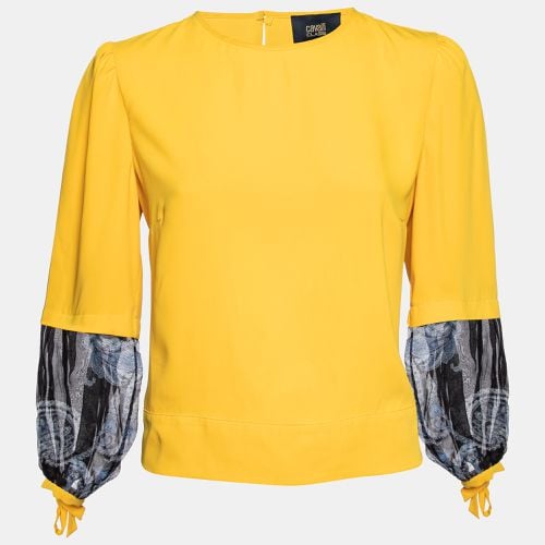 Crepe & Silk Paneled Blouse M - Class by Roberto Cavalli - Modalova