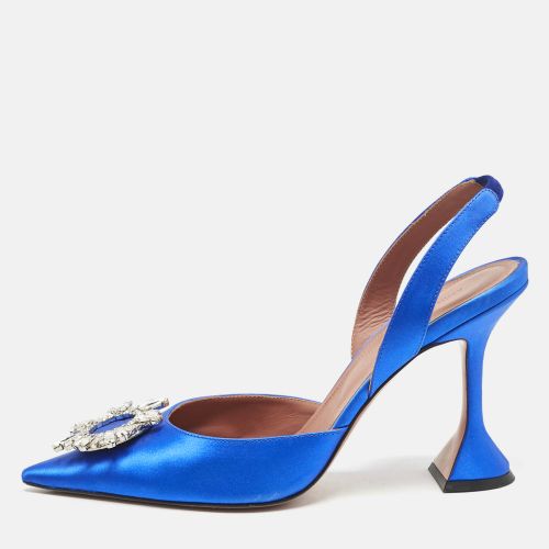Satin Begum Crystal Embellished Slingback Pumps Size 41 - Amina Muaddi - Modalova