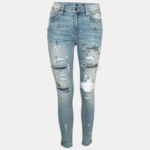 Distressed Denim Crystal Embellished Inset Detail Skinny Jeans M - Amiri - Modalova