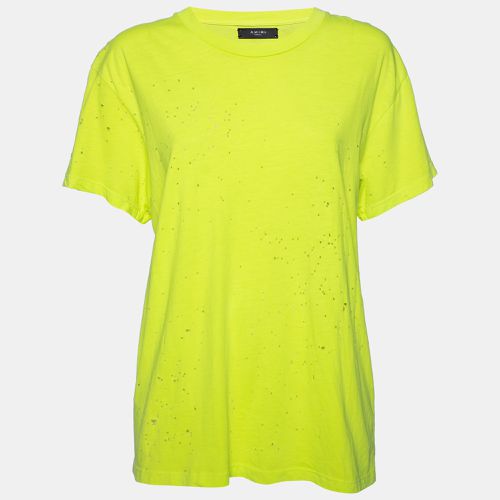 Neon Cotton Distressed Finish Crew Neck Short Sleeve Top S - Amiri - Modalova