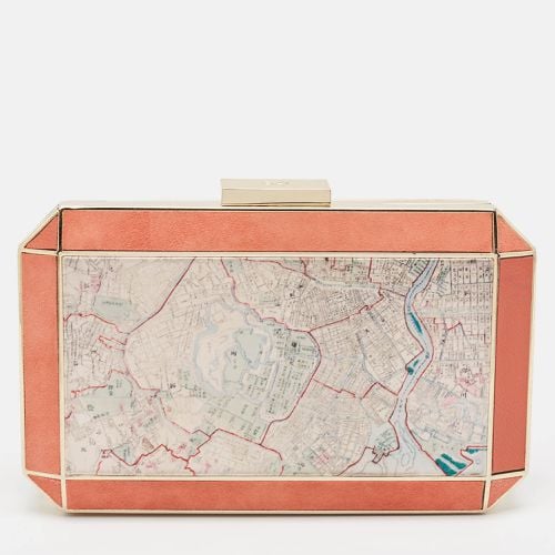 Coral Map Fabric and Suede Duke Box Clutch - Anya Hindmarch - Modalova