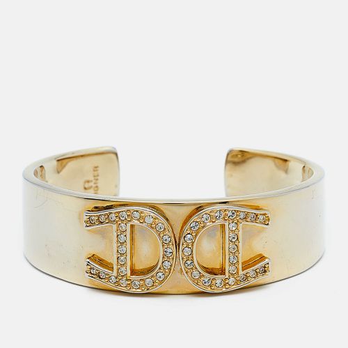 Crystal Studded Logo Tone Open Cuff Bracelet - Aigner - Modalova