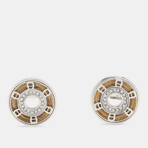 Tone Metal Crystal Logo Stud Earrings - Aigner - Modalova