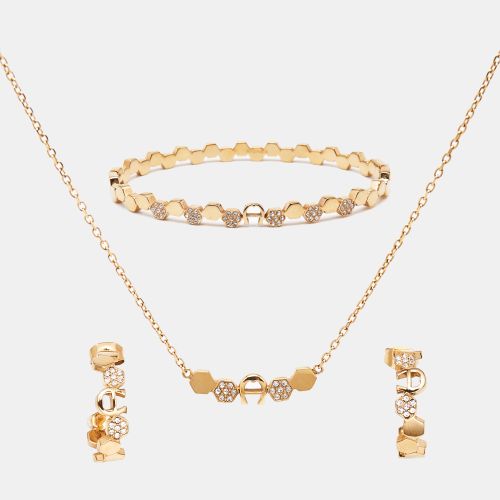 Crystal Logo Tone Bracelet Earring and Necklace Set - Aigner - Modalova
