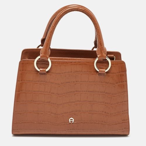 Croc Embossed Leather Tote - Aigner - Modalova