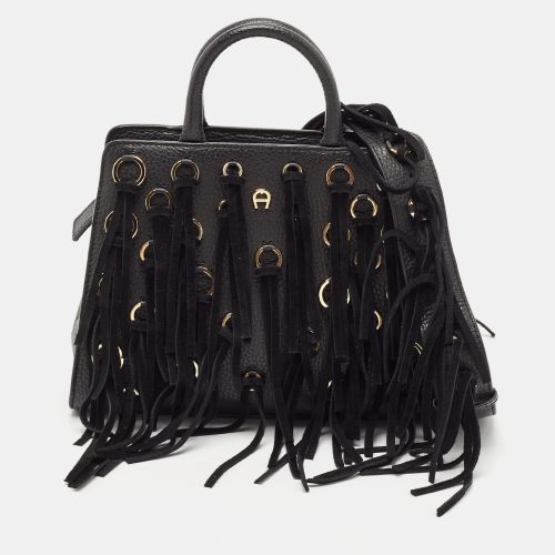 Leather and Suede Small Fringe Cybill Bag - Aigner - Modalova