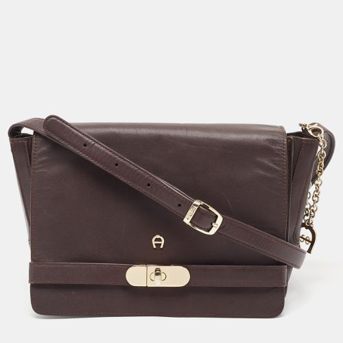 Leather Turnlock Flap Shoulder Bag - Aigner - Modalova