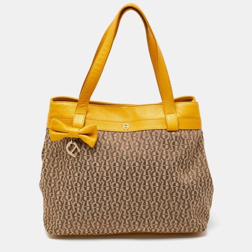 Mustard Signature Canvas and Leather Tote - Aigner - Modalova