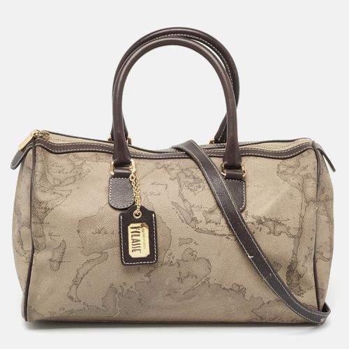 Brown Geo Print Coated Canvas and Leather Satchel - Alviero Martini 1A Classe - Modalova