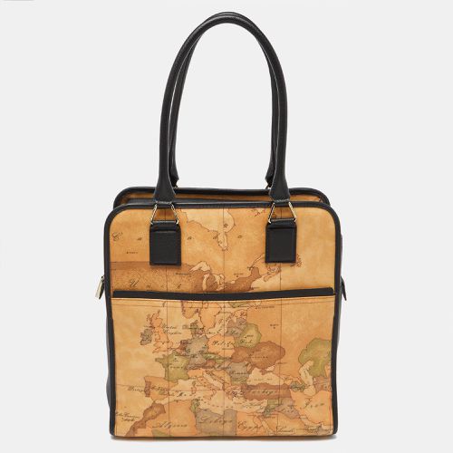 Beige/Brown Geo Classic Print Coated Canvas and Leather Tote - Alviero Martini 1A Classe - Modalova