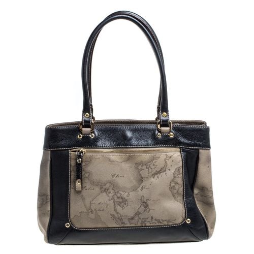 Beige Geo Print Coated Canvas and Leather Tote - Alviero Martini 1A Classe - Modalova