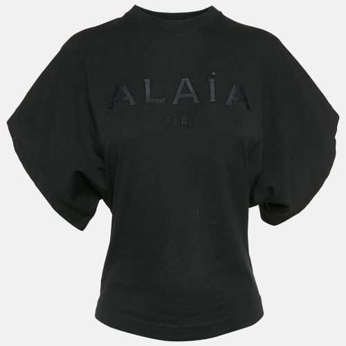 Logo Embroidered Cotton Wide Sleeve T-Shirt S - Alaia - Modalova