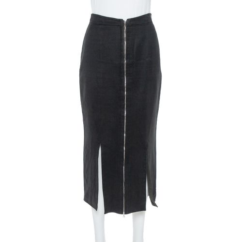 Vintage Cotton & Wool Slit Detail Midi Skirt M - Alaia - Modalova