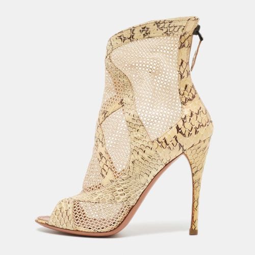 Python and Mesh Zipper Booties Size 38 - Alaia - Modalova