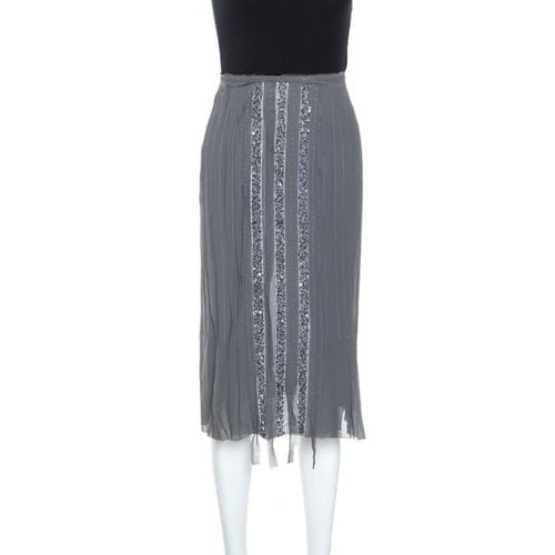 Silk Sequin Embellished Pleated Midi Skirt S - Alberta Ferretti - Modalova