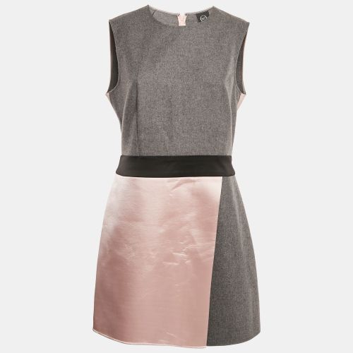 Grey/ Wool Blend and Satin Sleeveless Mini Dress M - Alexander McQueen - Modalova