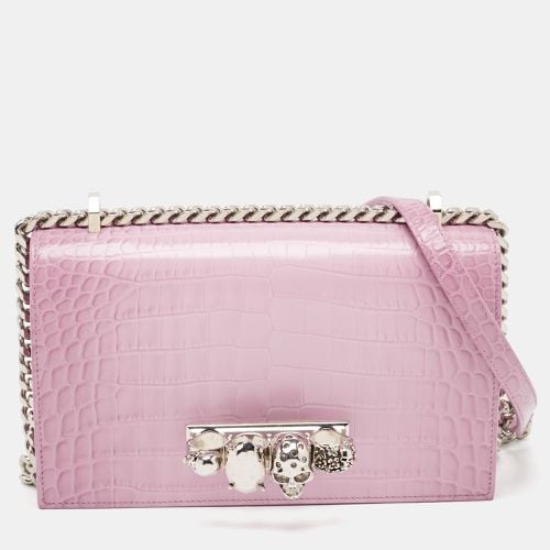 Croc Embossed Leather Knuckle Flap Shoulder Bag - Alexander McQueen - Modalova