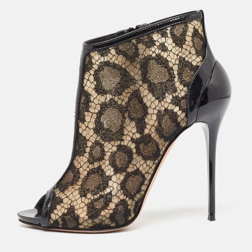 Lace and Patent Open Toe Ankle Booties Size 37 - Alexander McQueen - Modalova