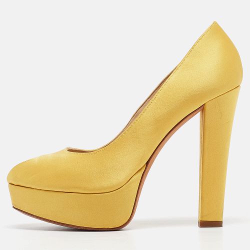 Satin Peep Toe Platform Pumps Size 38 - Alexander McQueen - Modalova