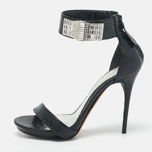 Snakeskin Leather Crystal Embellished Ankle Cuff Sandals Size 36 - Alexander McQueen - Modalova