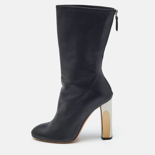 Leather Sculpted Heel Mid Calf Boots Size 37 - Alexander McQueen - Modalova