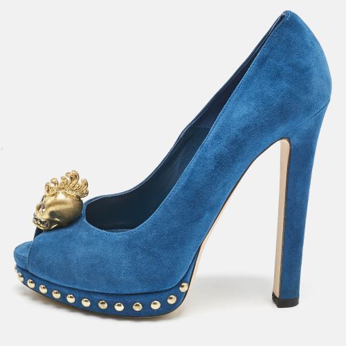 Suede Skull Peep Toe Pumps Size 36.5 - Alexander McQueen - Modalova
