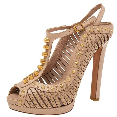 Studded Leather T-Strap Slingback Platform Sandals Size 38.5 - Alexander McQueen - Modalova